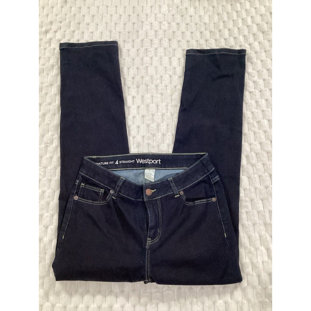 Westport Signature Fit Women's Straight Dark Wash Stretch Blue Jeans Size 4 #26